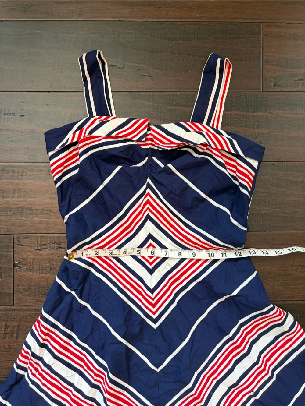 Vintage Navy Striped Sundress with Red & White Accents 4th of July Summer 90’s - Picture 7 of 10